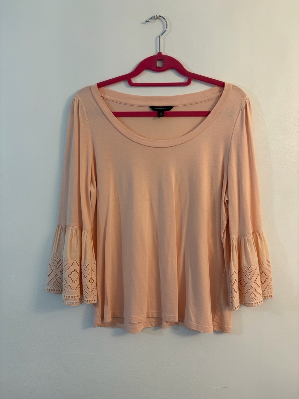 Banana Republic Peach Bell-Sleeve Scoop Neck Top